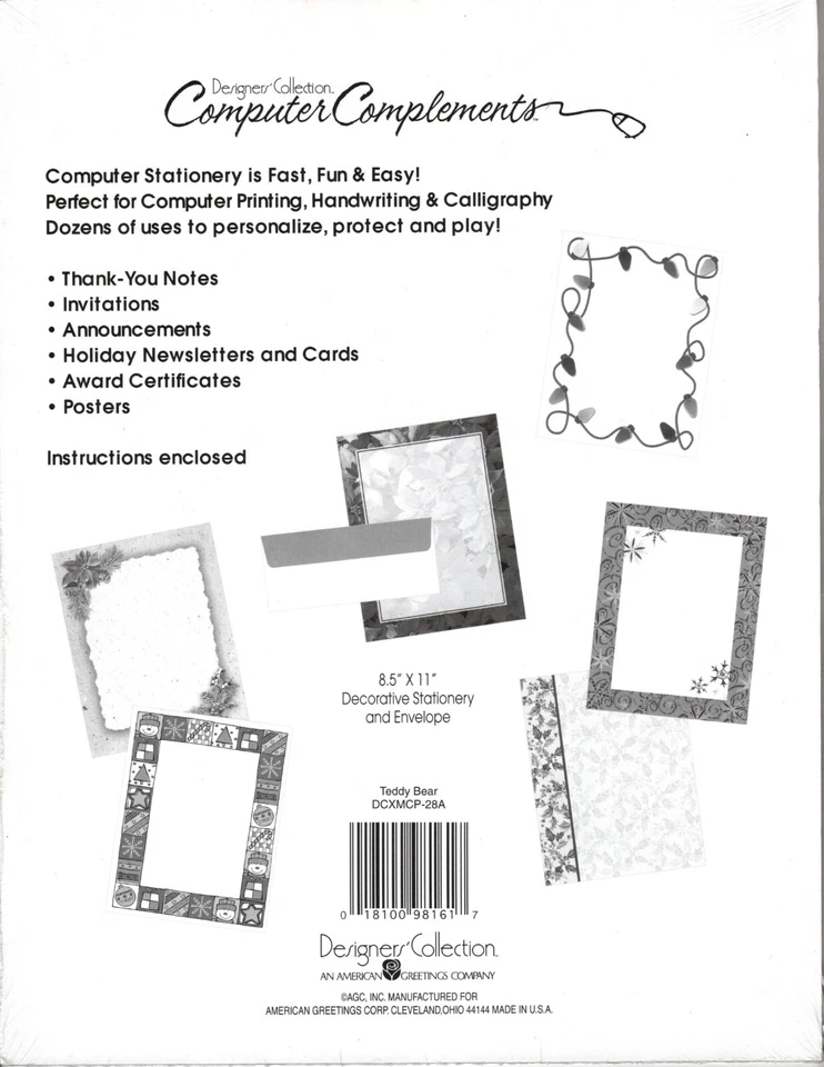 Brown Teddy Bear Christmas Holiday Plaid Computer Letter Paper - 25 Sheets - Image 2 of 2