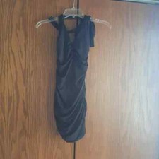 NEW ! 90s Halter Neck Dress With Ruched Detailing & Stretchy Material Black Sz S