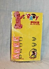 NEW IN PACKAGE SET OF 4 VINTAGE BABY PINS HORSE BRAND PINK DUCKS