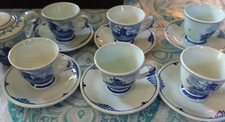 6 Vintage Hand Painted Delfts Holland Demitasse Cup  Saucers  Creamer with lid