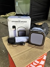 Typo LED Karaoke Speaker with Microphone  Charging Cable   Portable Bluetooth