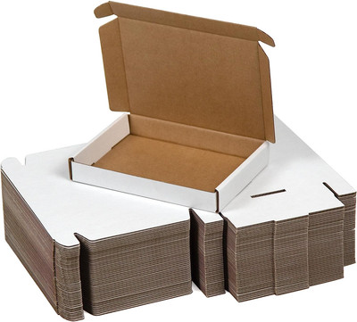 50 Pack 7X5X1 Inches Small Shipping Boxes, White Corrugated Cardboard Boxes,
