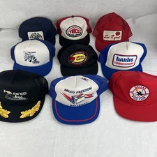 Vintage Trucker Hat SnapBack Mesh Lot (9) K Brand USA Polaris Delco Polo Club