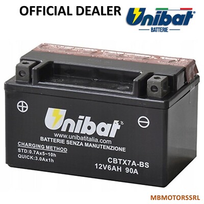 Batterie Unibat CBTX7ABS Sym Cinderella 100 1999-2001 12V6AH YTX7ABS-BTX7ABS