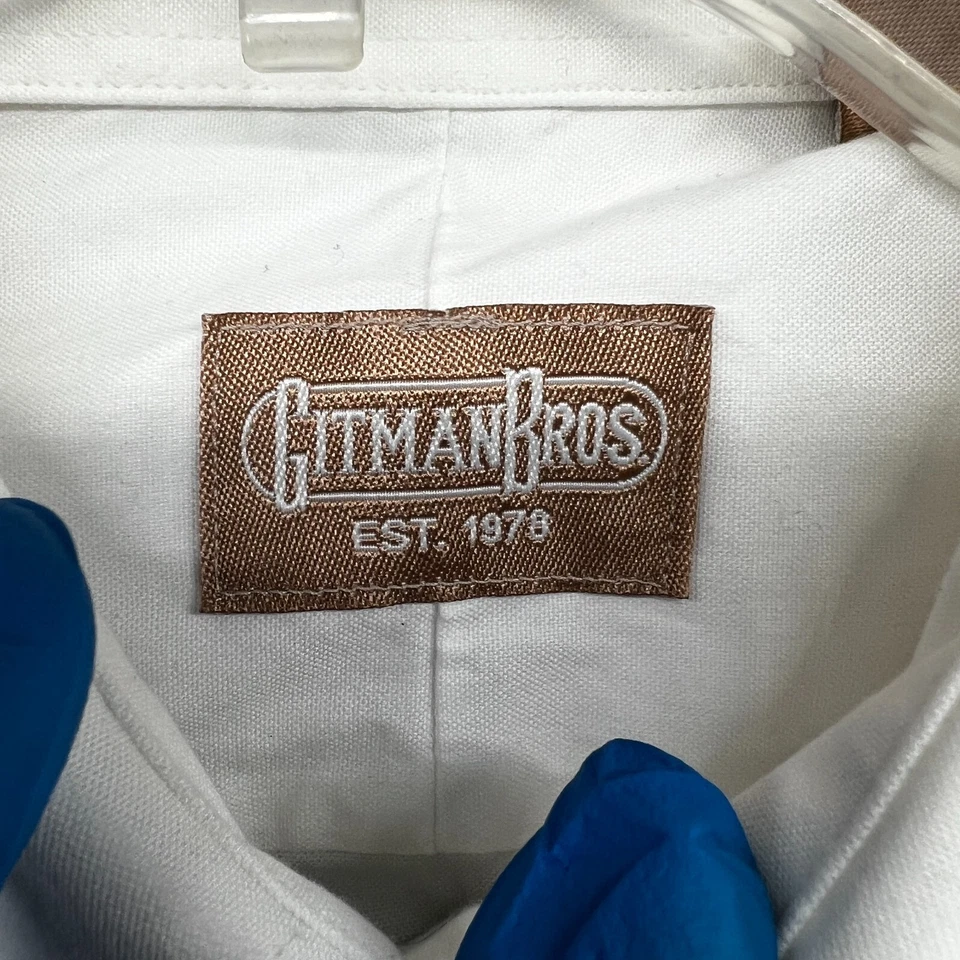 Camisa de vestir para hombre Gitman Bros manga larga abotonada blanca lisa Foto 3 de 4