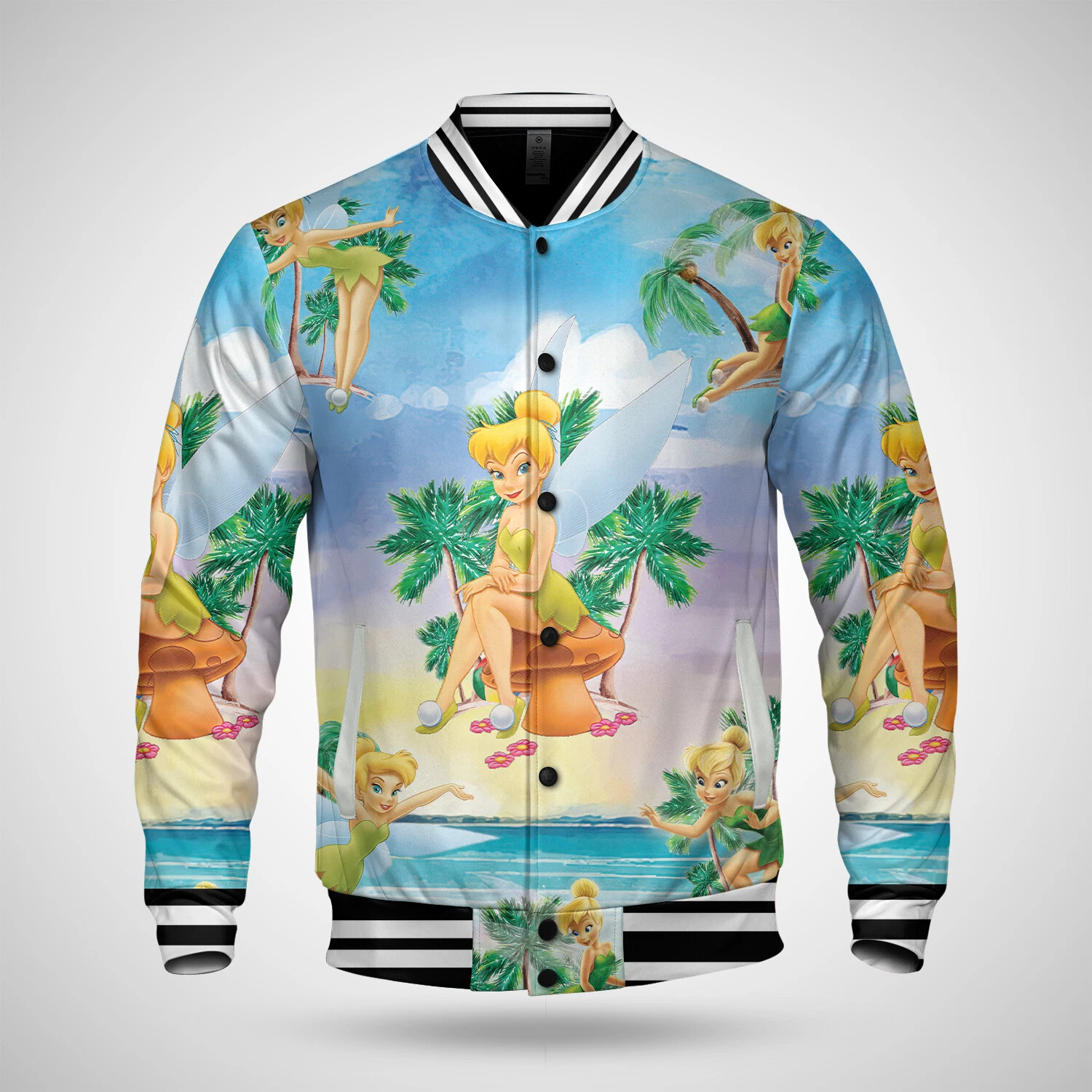 Tinker Bell Palm Tree Bomber Jacket for Summer Vacation