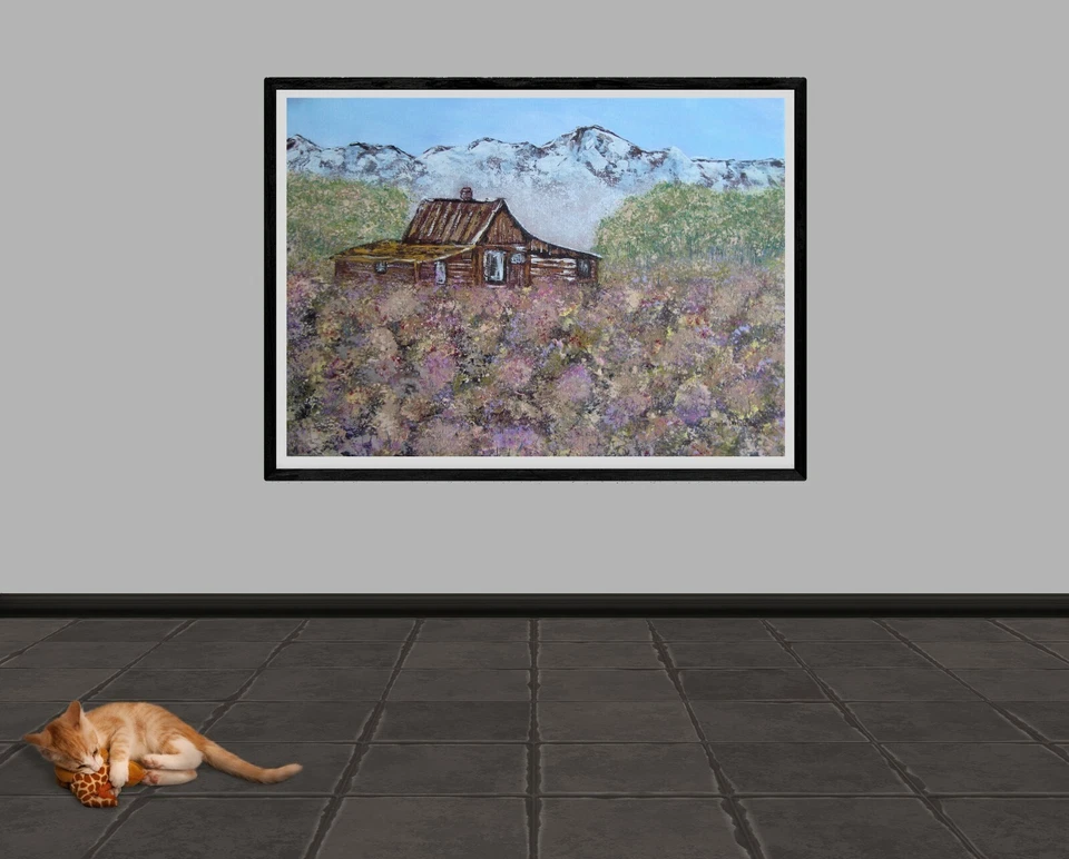 Pintura Mountain View Cabine Original Estilo Bob Ross Arte Assinada por Carla Dancey - Imagem 4 de 4