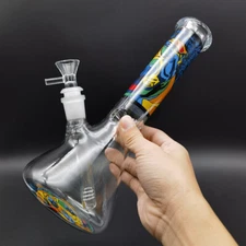 10inch Glass Bong Graffiti Water Pipe Shisha Bongs Hand Pipes Hookah Bubbler US