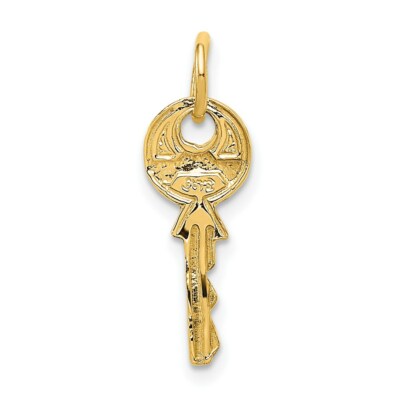 Real 14kt Yellow Gold Polished 3D Rounded Top Key Charm