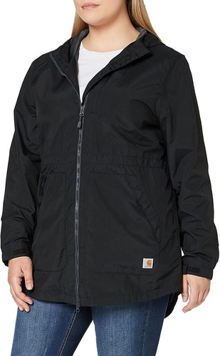 Carhartt Women's Rain Defender Hooded Lightweight Coat, Large, Black