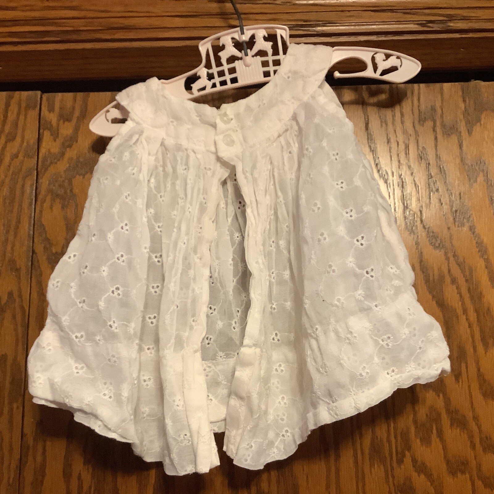 Vintage Toddler White Eyelit Smock Top - image 4