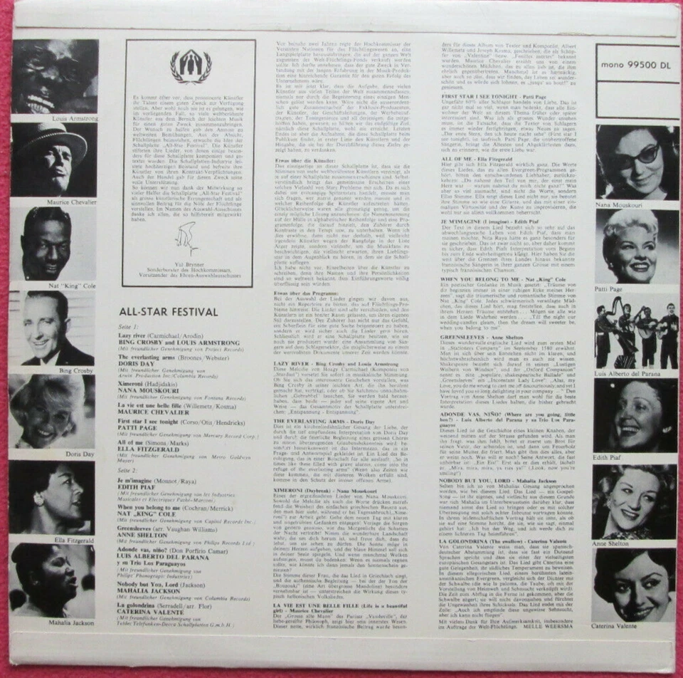 All Stars Festival / Louis Armstrong / Bing Crosby / Doris Day uvm LP Vinyl - Bild 2 von 2