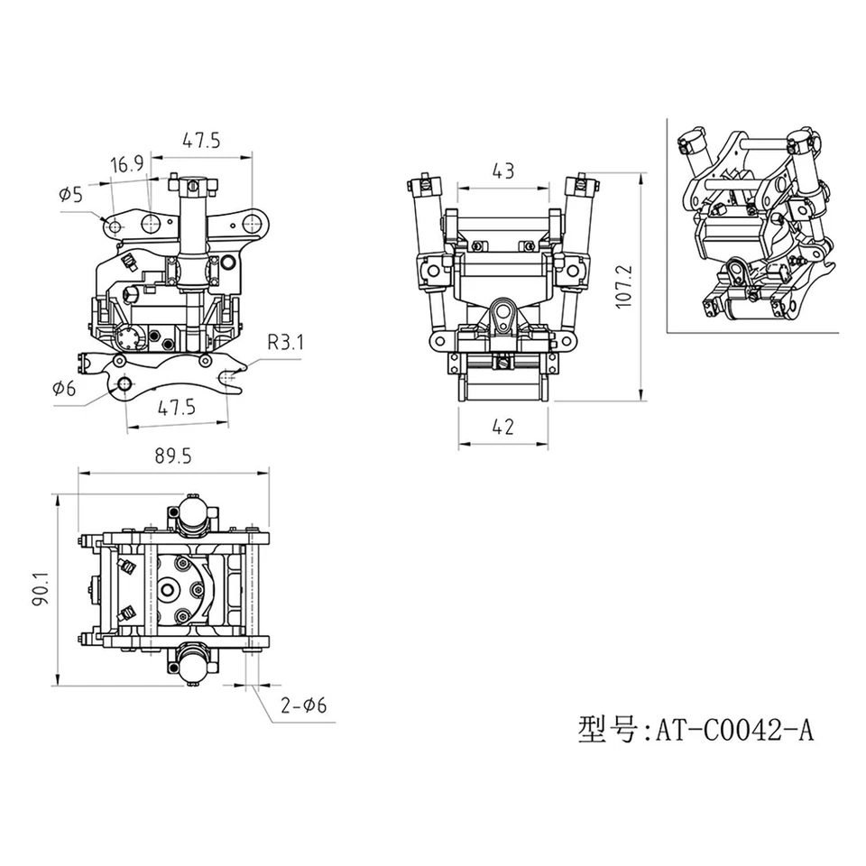 Acoplador de liberación rápida LESU muñeca de metal para excavadora hidráulica 1/14 RC B0001 Foto 4 de 4