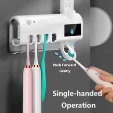 UV Light Sterilizer Toothbrush Holder Cleaner & Automatic Toothpaste Dispenser