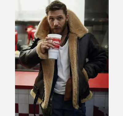 Men's Aviator B3 Tom Hardy Sheepskin Shearling Real leather Biker