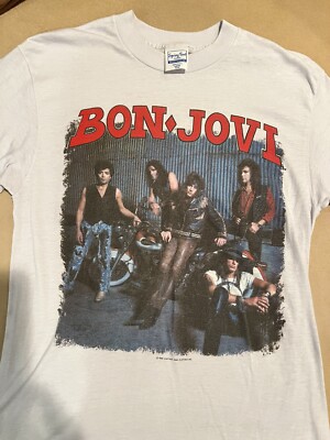 Vintage Bon Jovi Band Concert T-shirt 1989 Tour Large Kiss Em