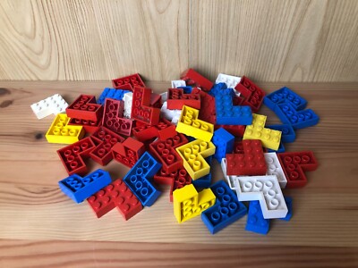 Lego 50x Brick 4 x 4 Corner 702 Grundstein Eckstein Bausteine rot weiß blau P2