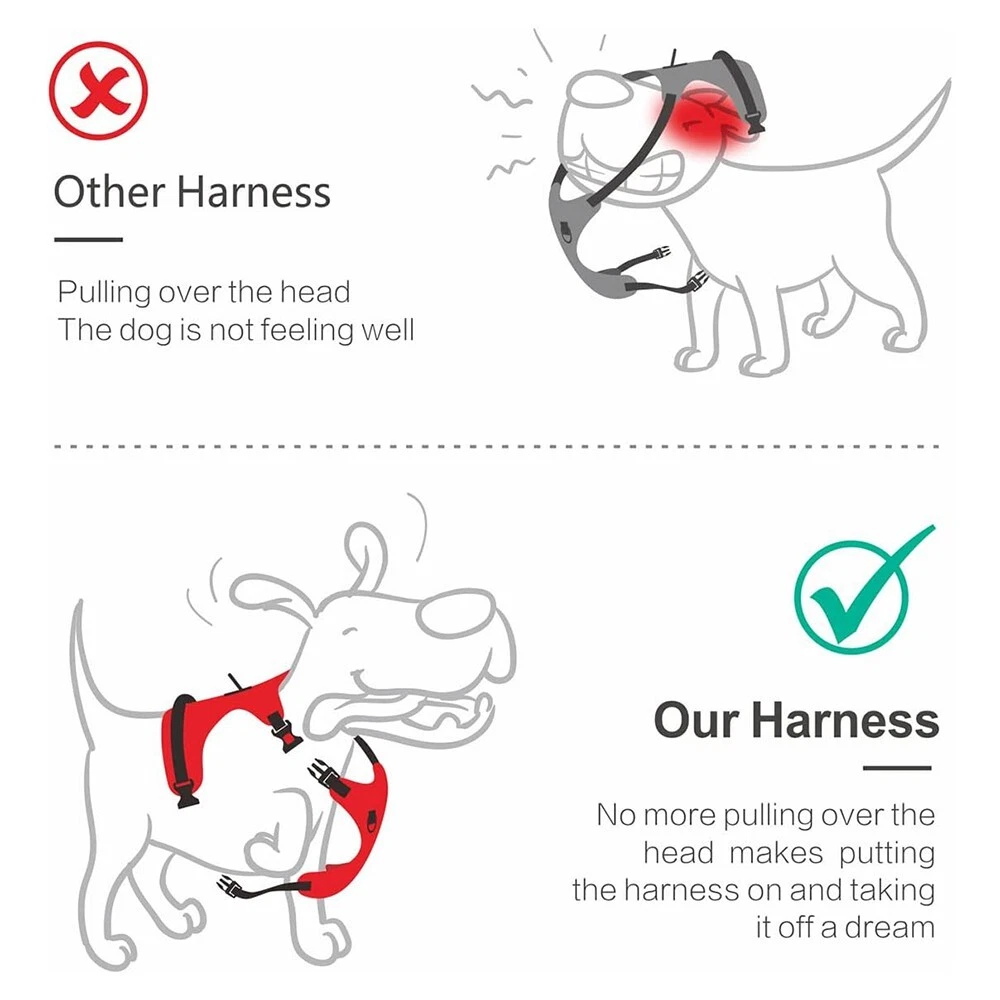 Dog Harness No-Pull Pet Harness Adjustable Outdoor Pet Vest reflection