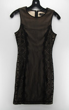 Guess Dress Women 0 Black Sheath Lace Crochet Sheer Party Evenings Paisley Zip