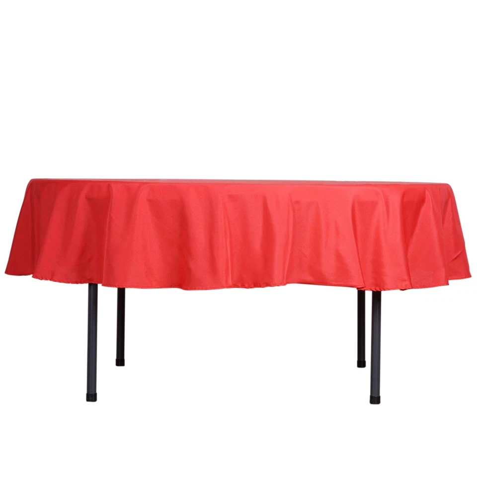 6 pcs Red 90" ROUND POLYESTER TABLECLOTHS Trade Show Booth Decorations SALE - Image 3 of 4