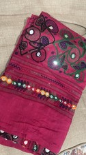 Pink Indian Dupatta with Mirror Work  Colorful Embroidery  Navratri Scarf