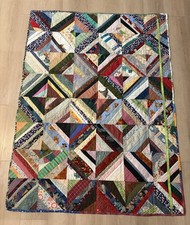 63 X 47 Inch Handmade String Scrappy Multicolor Patchwork Quilt