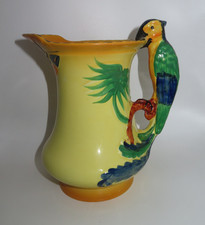 Vintage Burleigh Ware Parrot Handle Hand-Painted Jug 1930s Art Deco Antique