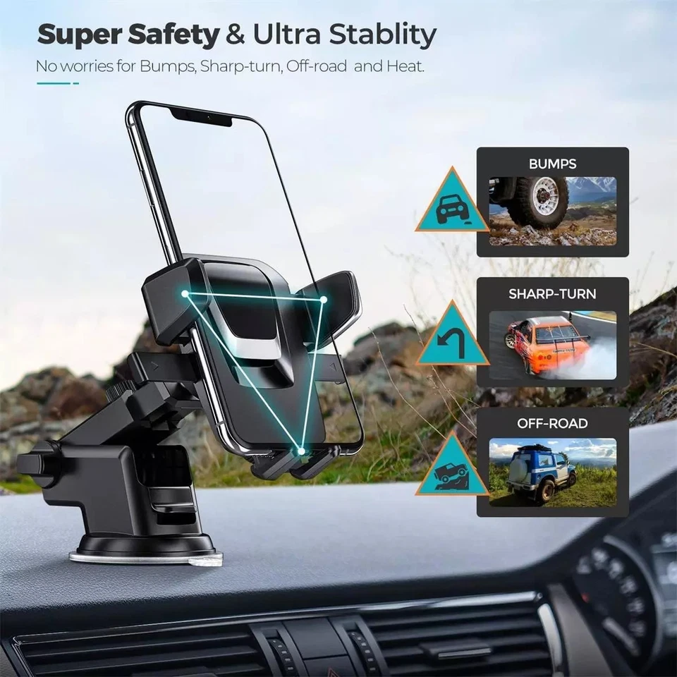 360° Car Phone Holder Mount Windshield Stand For iPhone 16 15 14 Pro Max Samsung - Image 4 of 4