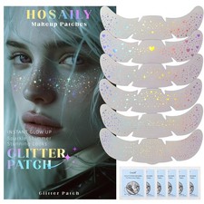 HOSAILY 6 pcs Holographic Glitter Freckles Face Tattoo, Waterproof Sparkle Body