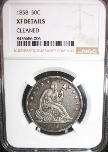 1858 Seated Liberty Half Dollar NGC XF Details