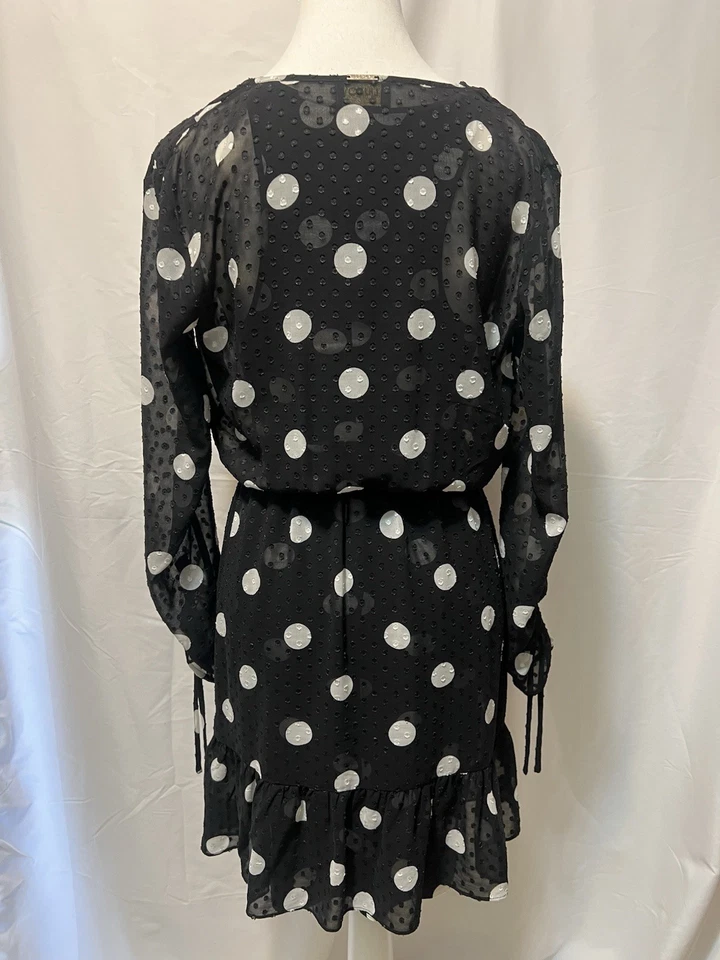 Vestido LIU-JO Milano 2 en 1 Lunares Volantes Negro Blanco Hecho en Italia 38 EE. UU. 4/6 Foto 3 de 4