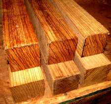 SIX KILN DRIED ZEBRAWOOD PEN BLANKS LATHE TURNING WOOD LUMBER 3/4" x 3/4" x 6"