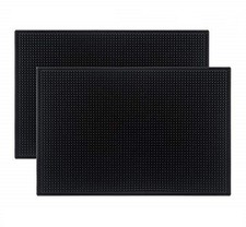 Tebery 2 Pack Rubber Bar Mat 18" x 12" - 46 x 30.5cm Black 18 x 12IN, 