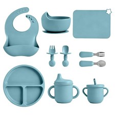 JELLDJK Silicone Baby Feeding Set 10 Pcs, Baby feeding essentials Include S...