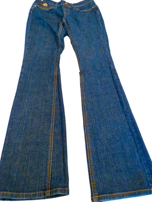 HOUSE of DEREON Y2K Women's Vintage JEANS Beyoncé Regular Wash Bell Bottom Sz3/4