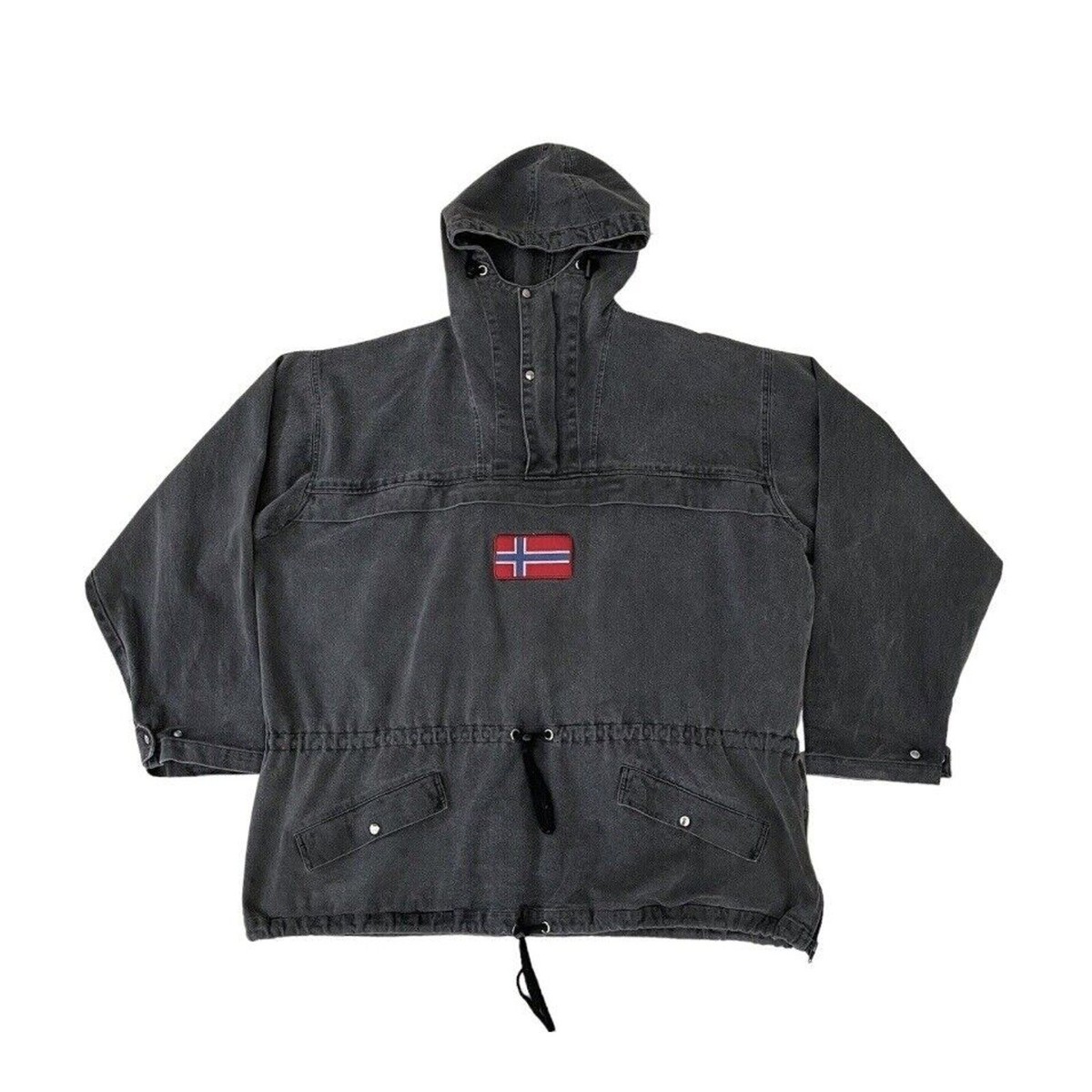 J.Peterman Norway Flag Pullover Denim Parka Jacket Vintage 90s