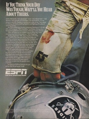1989 ad #011 ESPN Oakland Raiders football NFL TV cable