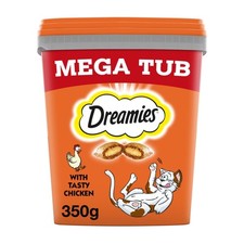 2 x 350g Dreamies Adult Cat Treats Mega Tubs Chicken Cat Biscuits (700g)
