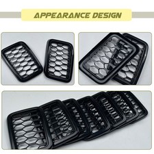 7pcs Black Front Grille Insert Mesh Ring Decor Kit For Jeep Grand Cherokee 17-22 7pcs Black Front Grille Insert Mesh Ring Decor Kit For Jeep Grand Cherokee 17-22