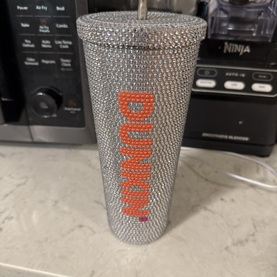 Limited Edition Holiday Dunkin Sparkly Tumbler With Metal Straw