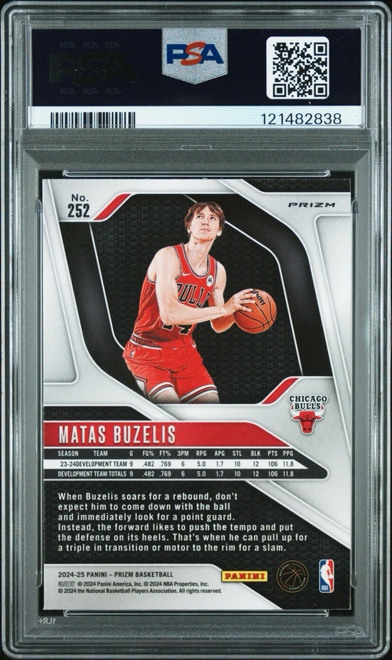 2024 PANINI PRIZM SILVER CHINA VARIATION #252 MATAS BUZELIS ROOKIE RC PSA 10 - Image 2 of 2