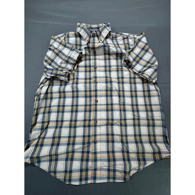 CE Schmidt Workwear Men Plaid Short Sleeve Button Up Shirt XL 100% Cotton