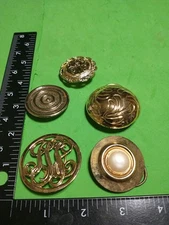 5 PCS GOLD TONE SCARF RINGS SCARF CLIPS DOMED FAUX PEARL VINTAGE ACCESSORIES