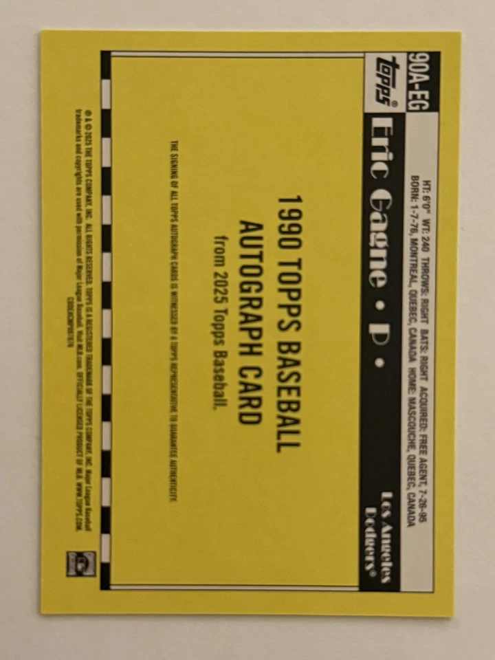 Topps 2025 35 aniversario Eric Gagne automático Foto 2 de 2