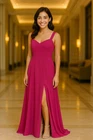 After Six Women's 2 Chiffon Sweetheart Sleeveless Tea Rose Pink Formal Gown
