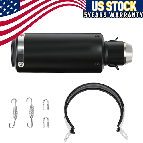 Universal Motorcycle Exhaust Muffler Pipe Tail Tips Black Slip on 51mm 2in USA