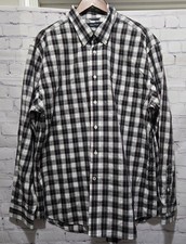 Nautica Men Long Sleeve White Black Red Plaid Button Up Shirt Size XL Pocket