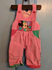 Vintage 1984 Disney Baby Minnie Mouse Overalls Corduroy Sz 3-6 Months Pink/Teal