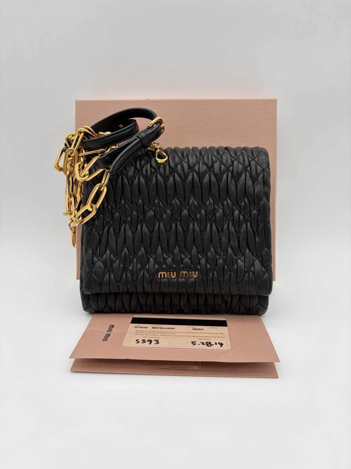 MiuMiu Matelassé Lambskin Flap Bag Black 2014 RM26020075
