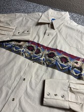 Wrangler Brushpopper Pearl Snap Shirt Mens Medium Southwest Trail Aztec